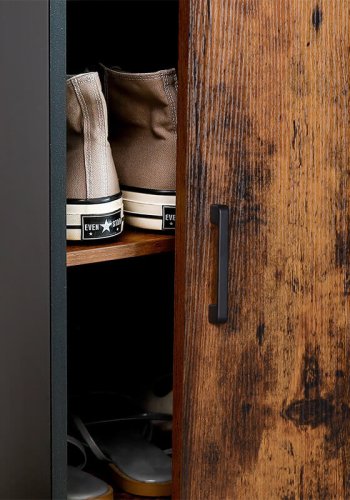 VASAGLE skab, m. 2 skydelger og 3 hylder - rustik brun spnplade og sort stl