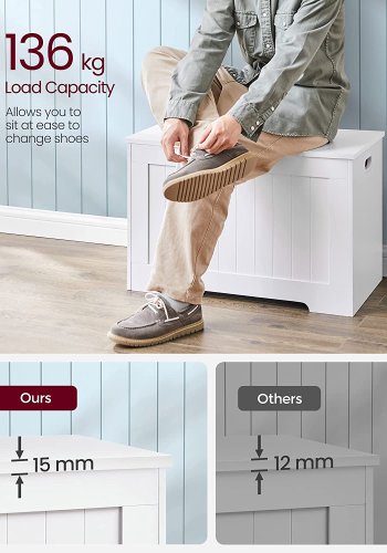 VASAGLE bnk, m. opbevaringsplads - hvid spnplade (76x48) 