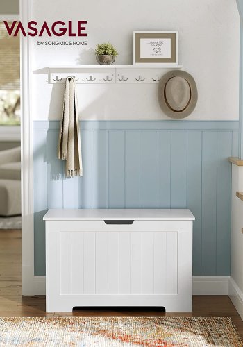 VASAGLE bnk, m. opbevaringsplads - hvid spnplade (76x48) 