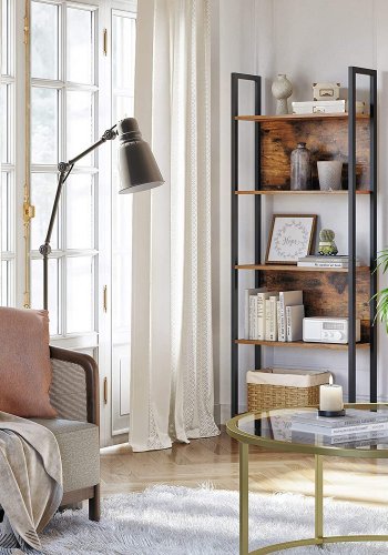 VASAGLE bogreol, m. 5 hylder - rustik brun spnplade og sort stl