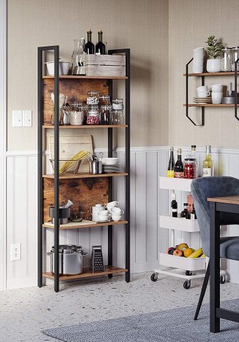 VASAGLE bogreol, m. 5 hylder - rustik brun spnplade og sort stl