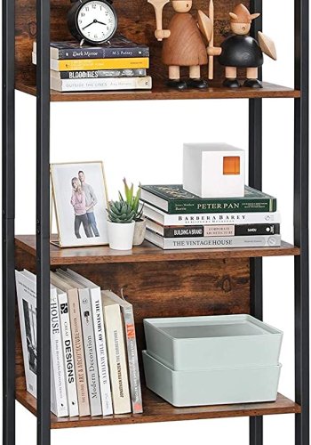 VASAGLE bogreol, m. 5 hylder - rustik brun spnplade og sort stl