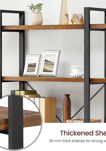 VASAGLE bogreol, m. 5 hylder - rustik brun spnplade og sort stl