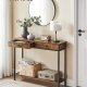 VASAGLE konsolbord, m. 1 hylde og 2 skuffer - rustik brun spnplade og sort stl (100x30)