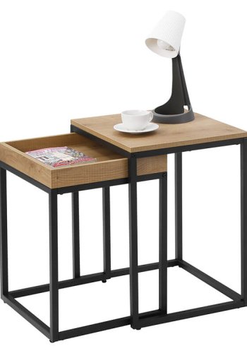 VASAGLE indskudsborde, rektangulr - honningbrun spnplade og metal (st med 2)