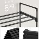 SONGMICS skohylde, m. 3 hylder, stabelbar, passer til 12 til 15 par sko - sort metal