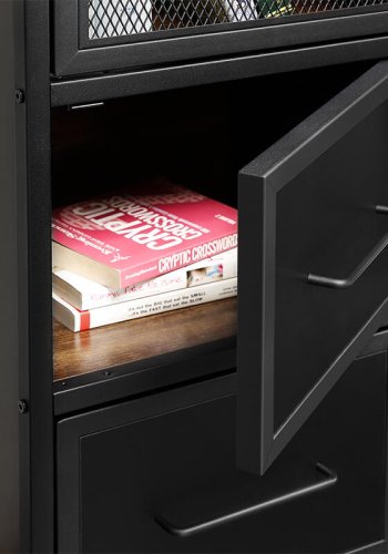 VASAGLE hjt skab, m. 3 lger og 2 hylder - rustik brun spnplade og matsort stl