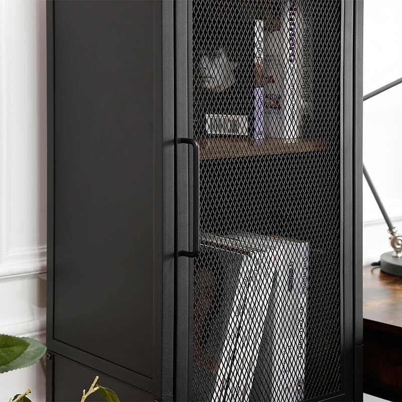 VASAGLE hjt skab, m. 3 lger og 2 hylder - rustik brun spnplade og matsort stl