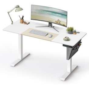 SONGMICS hve snkebord, rektangulr - hvid spnplade og hvid stl (60x140)