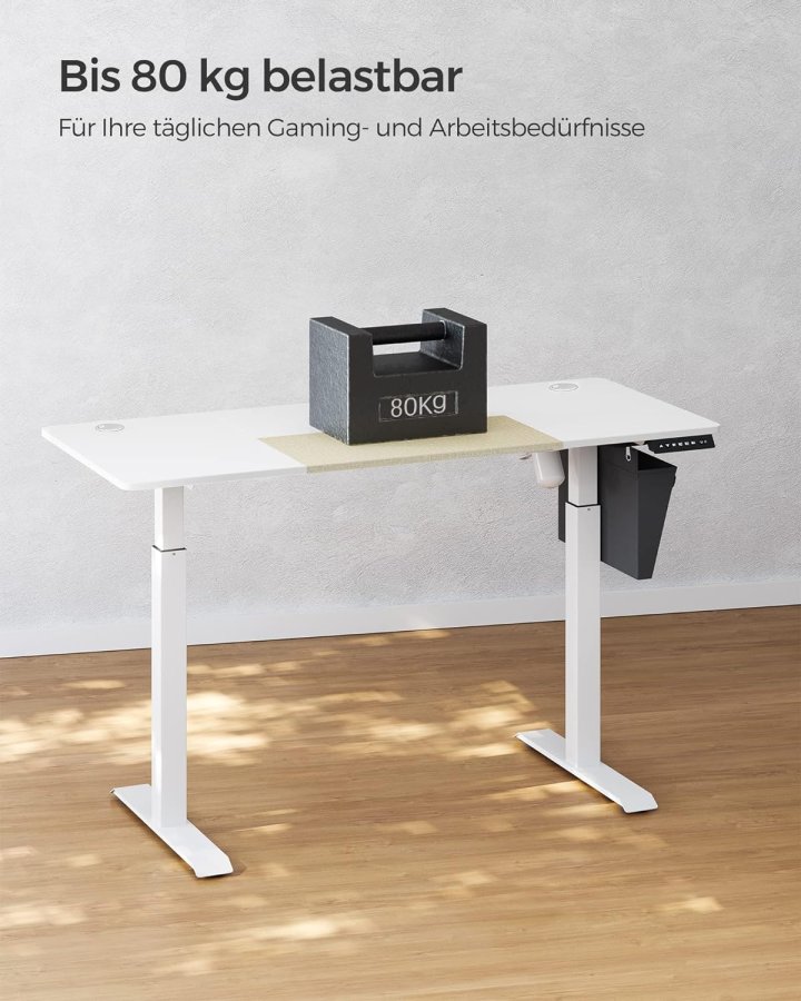 SONGMICS hve snkebord, rektangulr - hvid spnplade og hvid stl (60x140)