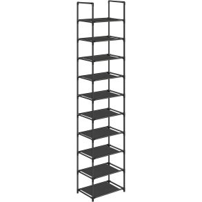 SONGMICS skohylde, m. 10 non-woven stofhylder - sort metal