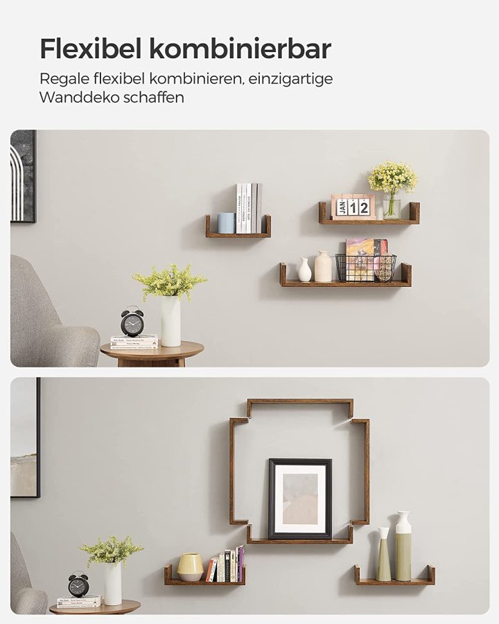 SONGMICS vghylde, rektangulr - brun spnplade (st med 3)