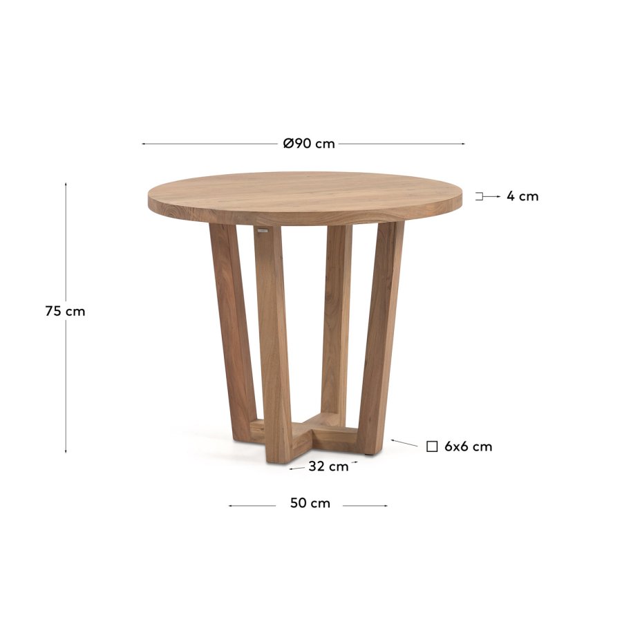 KAVE HOME Nahla spisebord, rund - natur akacietr (90)