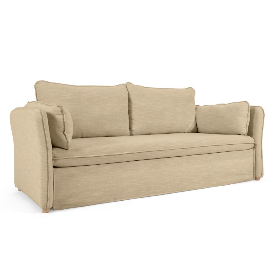 KAVE HOME Tanit sovesofa - beige stof og natur bg