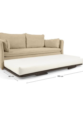 KAVE HOME Tanit sovesofa - beige stof og natur bg