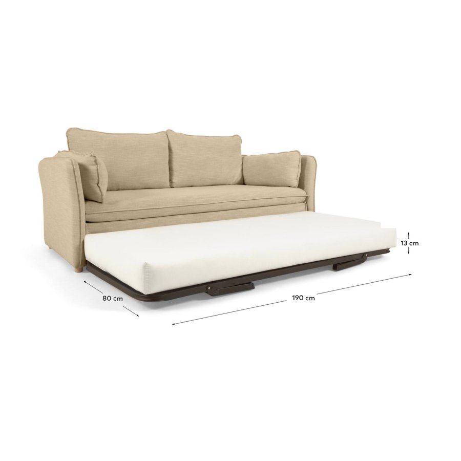 KAVE HOME Tanit sovesofa - beige stof og natur bg