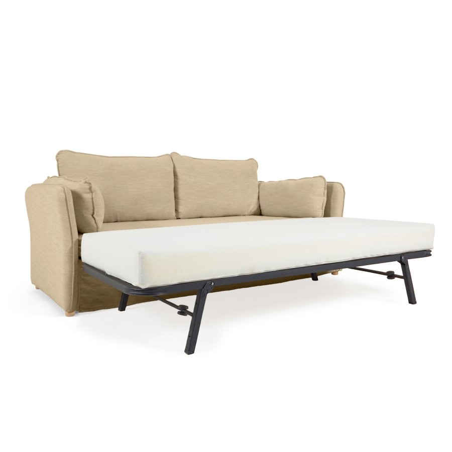KAVE HOME Tanit sovesofa - beige stof og natur bg