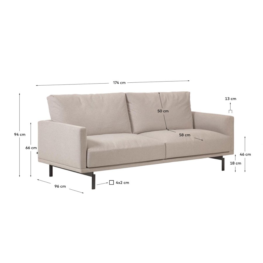 KAVE HOME Galene 3 pers. sofa - beige genbrugsfibre og jern