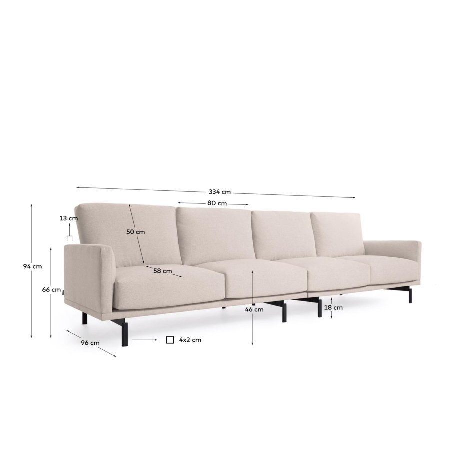 KAVE HOME Galene 4 pers. sofa - beige genbrugsfibre og jern