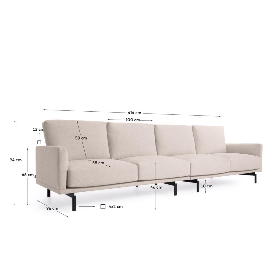 KAVE HOME Galene 4 pers. sofa - beige genbrugsfibre og jern