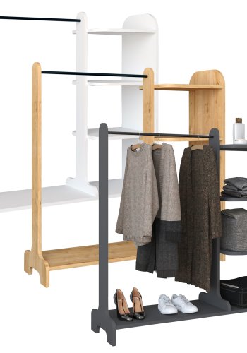 VCM NORDIC Lempu bent kldeskab, m. 3 hylder og 1 bjlestang - natur tr