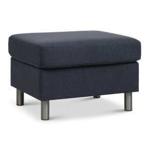 Wendy puf, rektangulr - bl polyester stof og brstet aluminium (85x72)