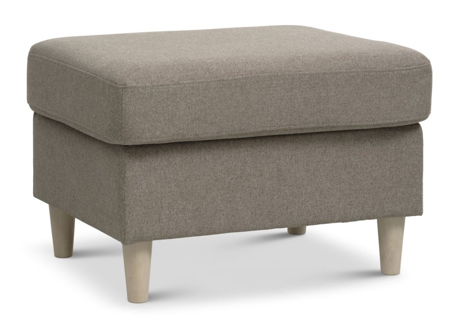 Wendy puf, rektangulr - antelope beige polyester stof og natur tr (85x72)