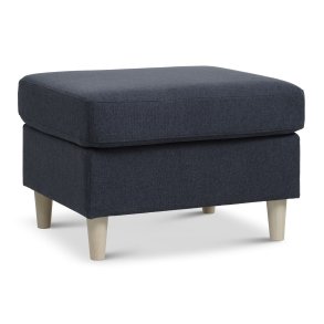 Wendy puf, rektangulr - bl polyester stof og natur tr (85x72)