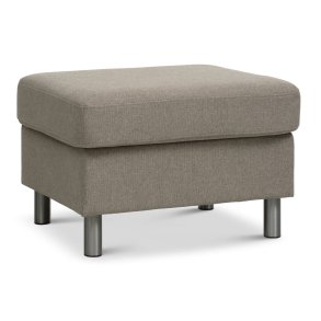 Wendy puf, rektangulr - antelope beige polyester stof og brstet aluminium (85x72)