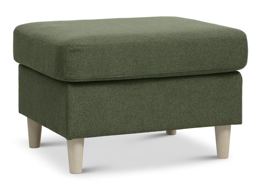 Pan puf, rektangulr - vinter mosgrn polyester stof og natur tr (85x72)