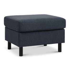 Wendy puf, rektangulr - bl polyester stof og sort tr (85x72)