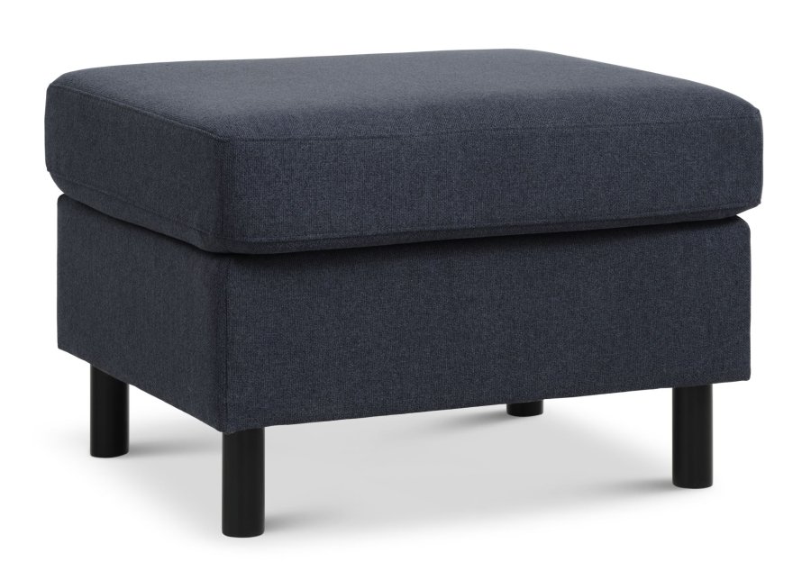 Wendy puf, rektangulr - bl polyester stof og sort tr (85x72)