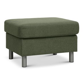 Wendy puf, rektangulr - vinter mosgrn polyester stof og brstet aluminium (85x72)