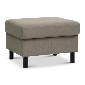 Wendy puf, rektangulr - antelope beige polyester stof og sort tr (85x72)