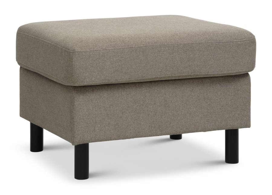 Wendy puf, rektangulr - antelope beige polyester stof og sort tr (85x72)