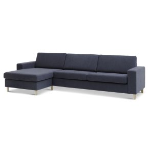 Pan set 8 3D XL sofa, m. chaiselong - bl polyester stof og natur tr