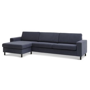 Pan set 8 3D XL sofa, m. chaiselong - bl polyester stof og sort tr