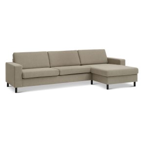 Pan set 8 3D XL sofa, m. chaiselong - antelope beige polyester stof og sort tr