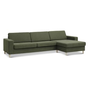 Pan set 8 3D XL sofa, m. chaiselong - vinter mosgrn polyester stof og natur tr