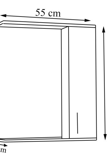 VCM NORDIC Lisalo L badevrelse spejlskab, m. lys, 1 lge, 2 hylder - spejlglas og hvid tr (55cm)