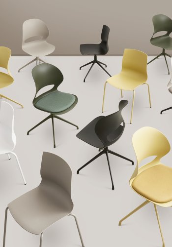 Linea spisebordsstol - sennepsgul PVC og sennepsgul metal