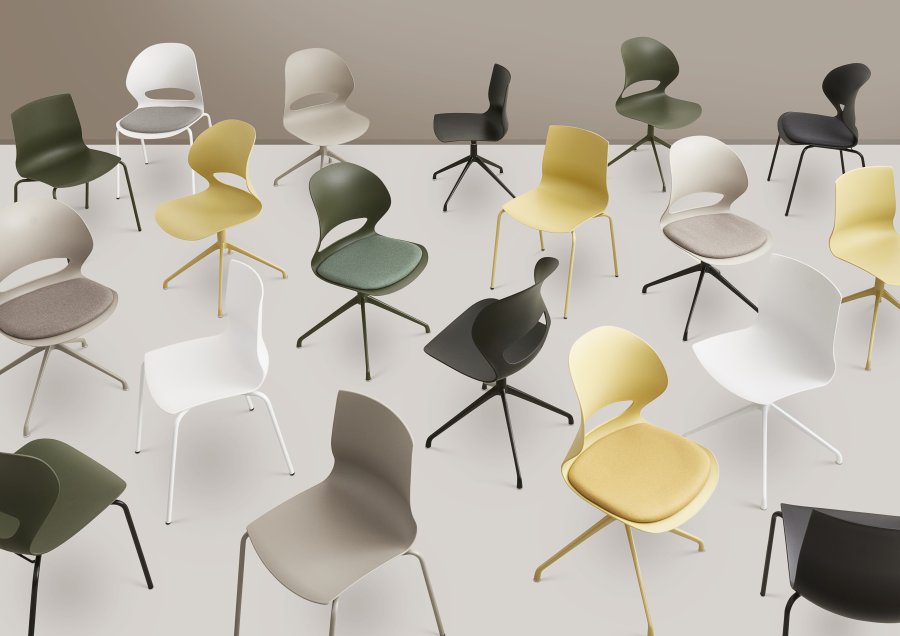 Linea spisebordsstol, m. drejefunktion - stone PVC og stone metal