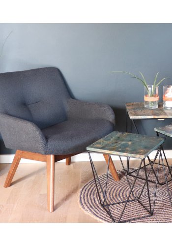 HOUSE NORDIC London lnestol - mrkegrt stof/brunt valnddetr, m. armln