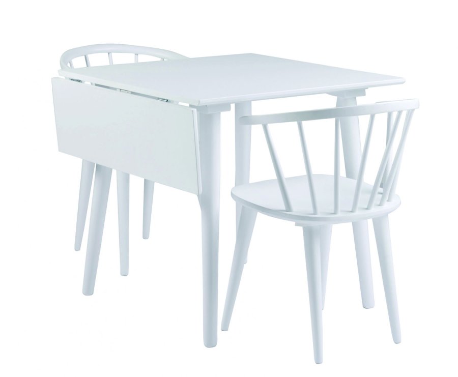 ROWICO Lotta spisebord - hvid m. klap, kvadratisk (80x80+25) 