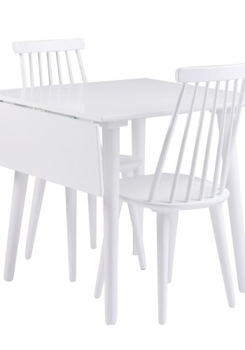 ROWICO Lotta spisebord - hvid m. klap, kvadratisk (80x80+25) 