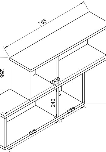 VCM NORDIC Lusas vghylde, m. 4 rum - antracitgr tr