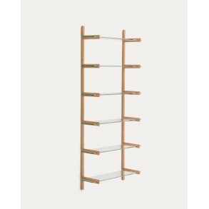 KAVE HOME Sitra modulhylde, 6 glashylder og FSC Mix Credit massivt egetr, 90 cm