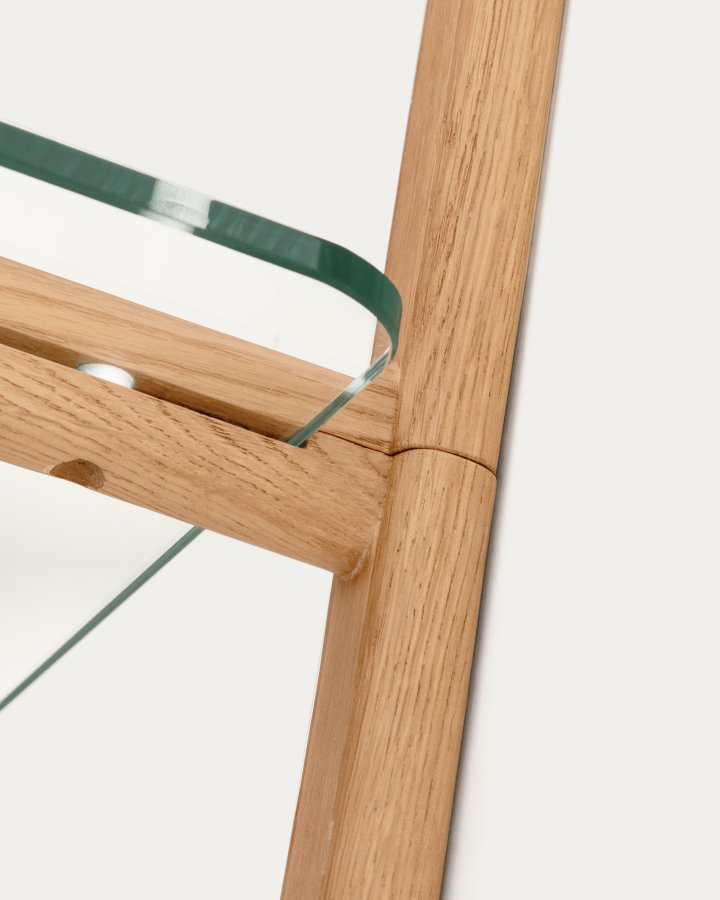 KAVE HOME Sitra modulhylde, 6 glashylder og FSC Mix Credit massivt egetr, 90 cm