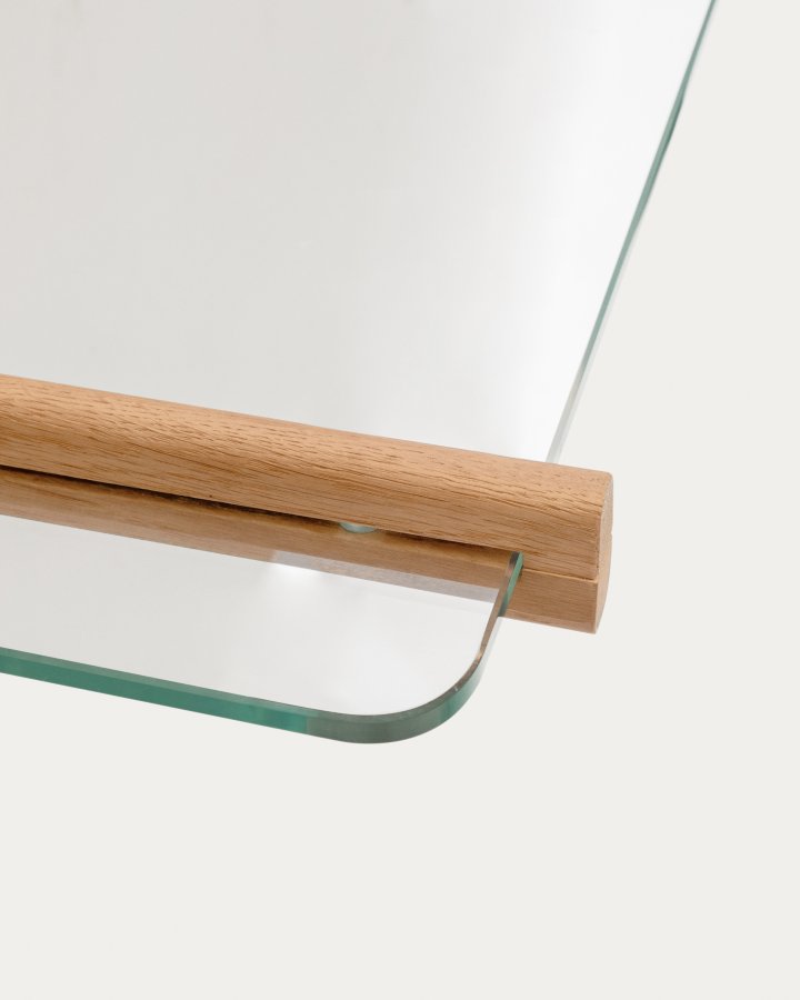 KAVE HOME Sitra modulhylde, 6 glashylder og FSC Mix Credit massivt egetr, 90 cm