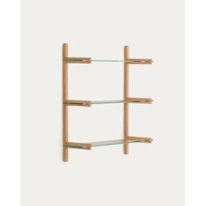 KAVE HOME Sitra modulhylde, 3 glashylder og FSC Mix Credit massivt egetr, 90 cm